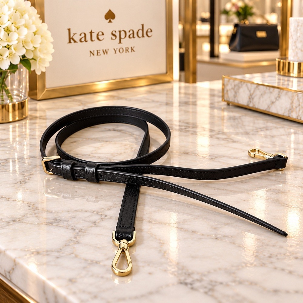 Kate Spade Black Replacement Strap Leather Crossbody Light Gold Hardware